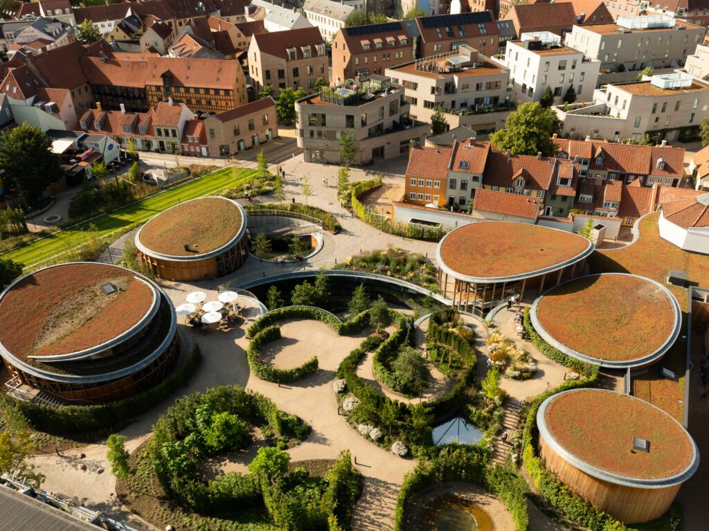 Hans Christian Andersen Museum Odense Denmark Fyn Best landmark to see visit droneshot